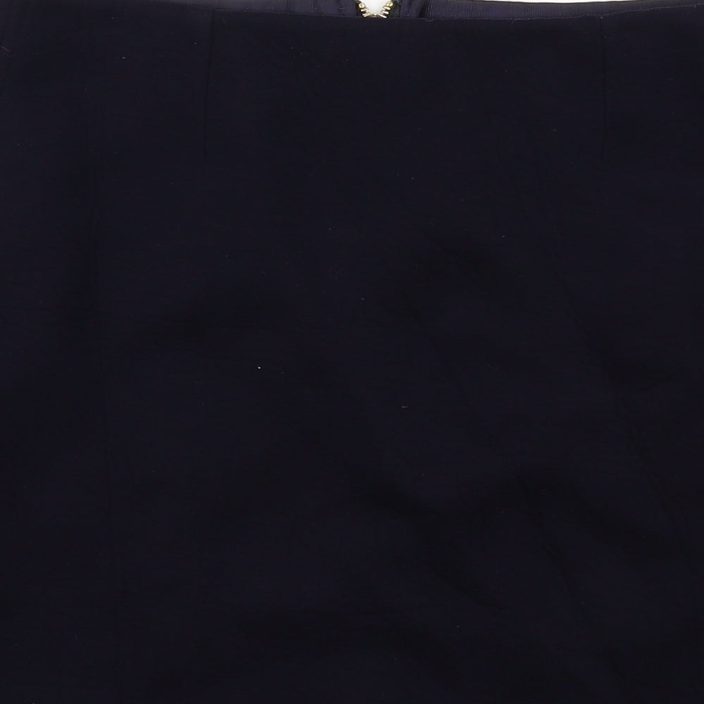 Reiss Womens Black Viscose A-Line Skirt Size 8 Zip