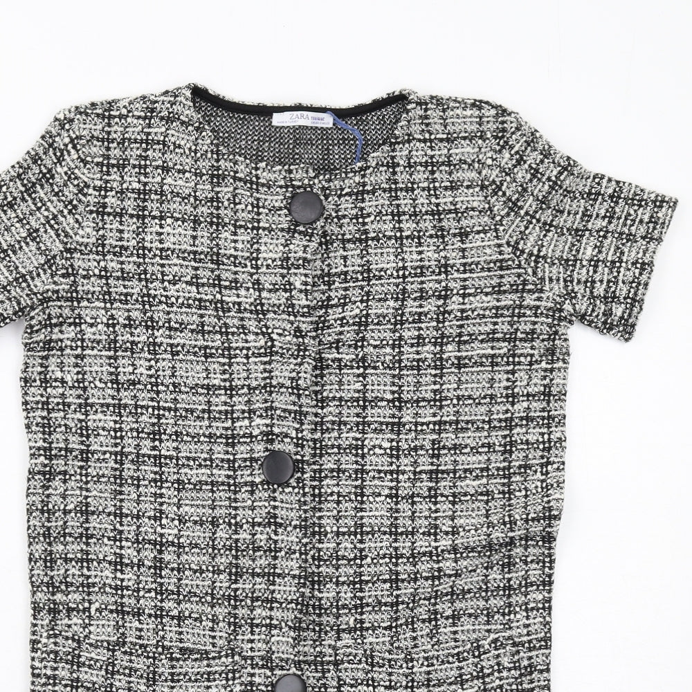 Zara Womens Black Cotton A-Line Size S Round Neck Pullover