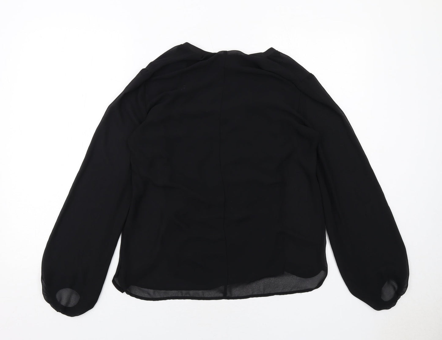 Zara Womens Black Polyester Basic Blouse Size S V-Neck