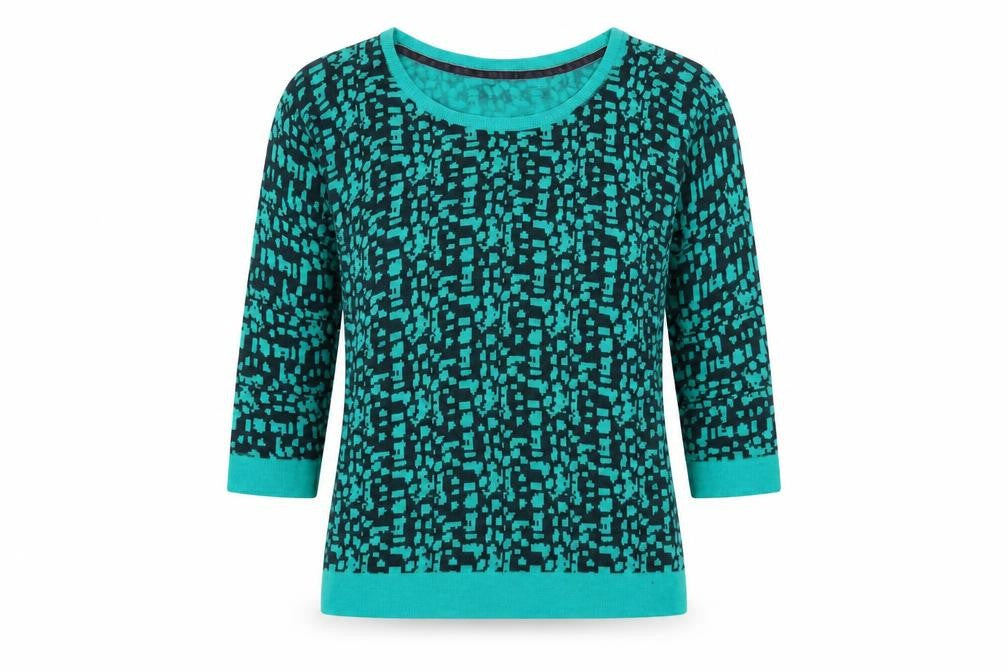 Marks & Spencer Womens Black Round Neck Geometric Acrylic Pullover Jumper Size 10