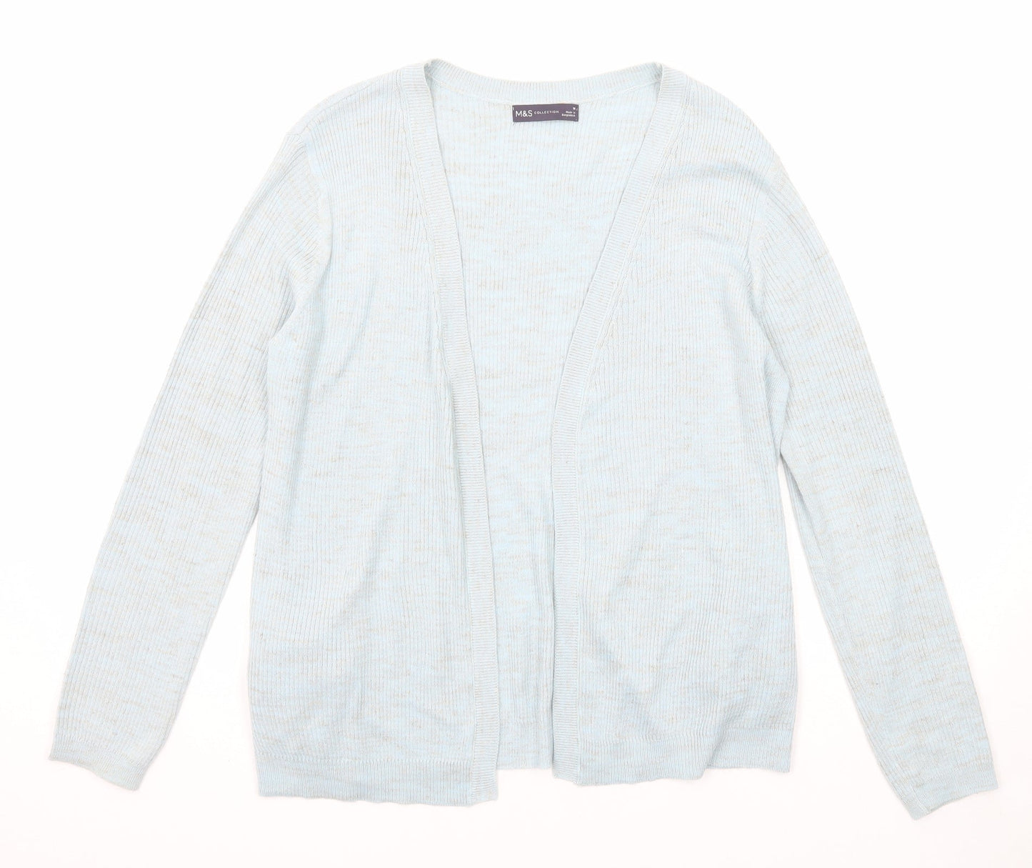 Marks and Spencer Womens Blue V-Neck Acrylic Cardigan Jumper Size M