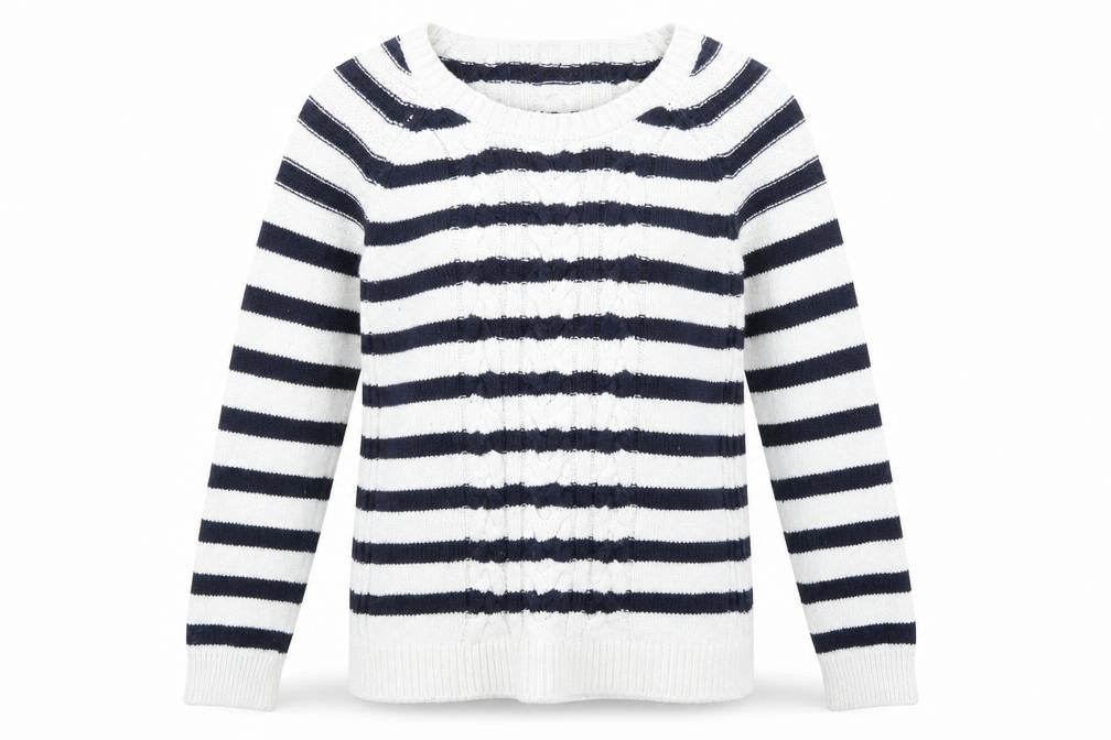 Splendid Womens Blue Round Neck Striped Cotton Pullover Jumper Size S