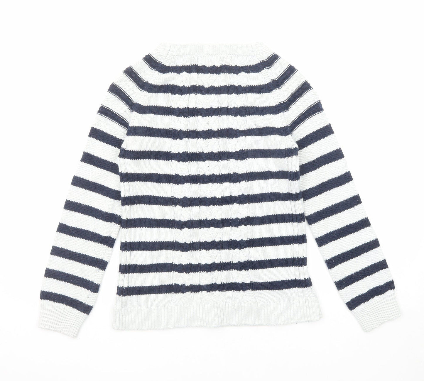 Splendid Womens Blue Round Neck Striped Cotton Pullover Jumper Size S