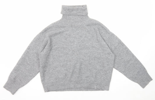 New Look Womens Grey Roll Neck Polyester Pullover Jumper Size M