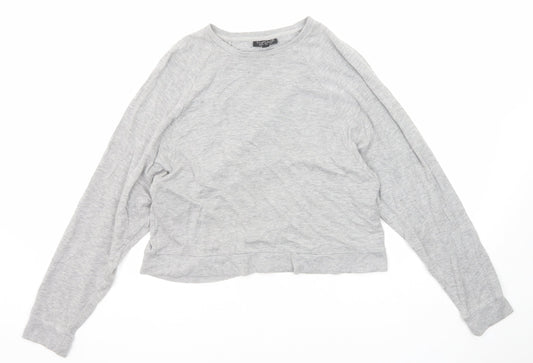 Topshop Womens Grey Viscose Basic T-Shirt Size 6 Boat Neck