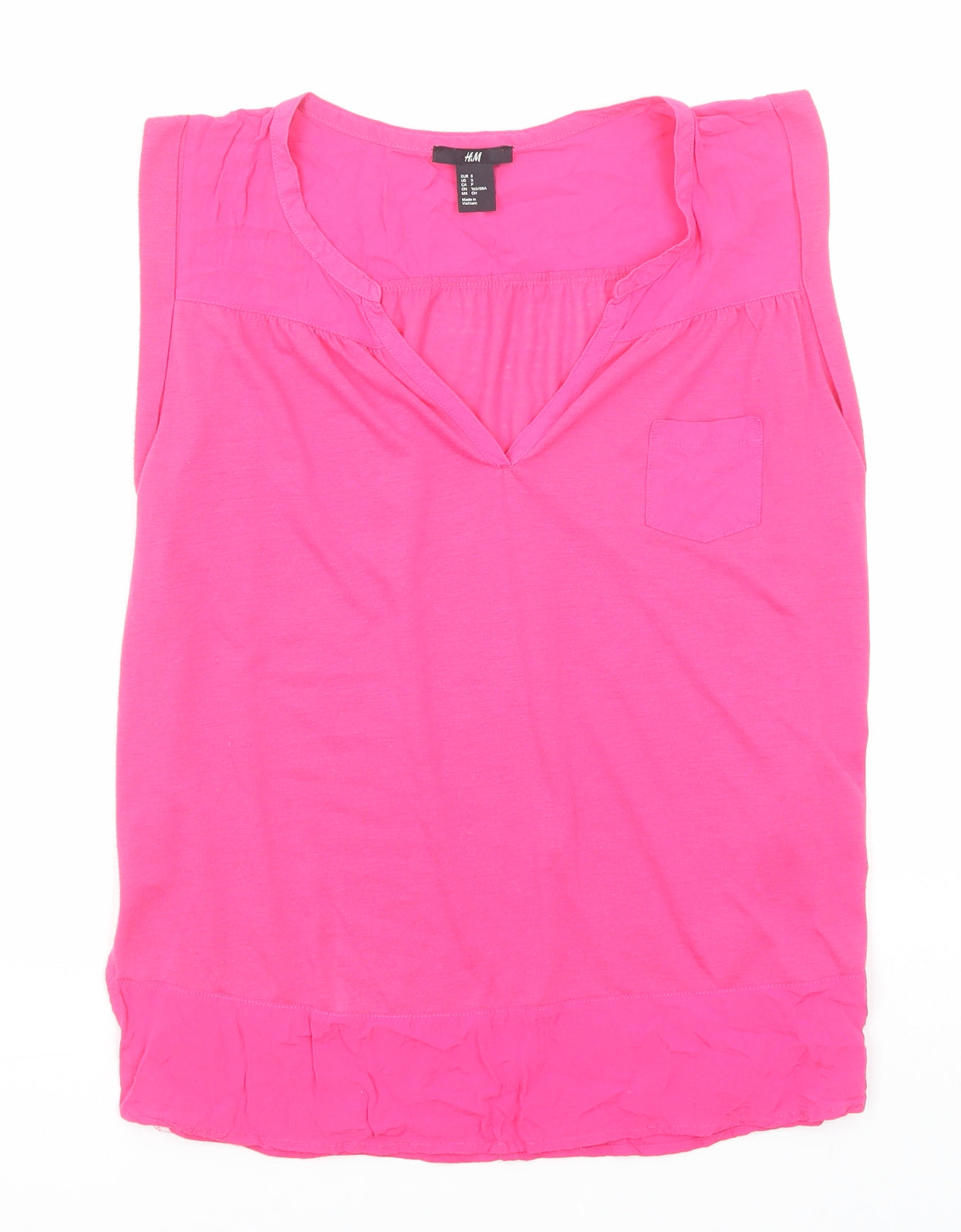 H&M Womens Pink Viscose Basic Blouse Size S V-Neck
