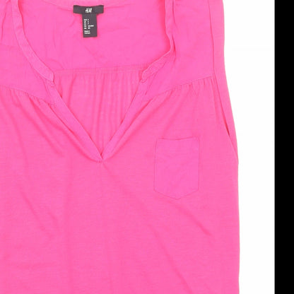 H&M Womens Pink Viscose Basic Blouse Size S V-Neck