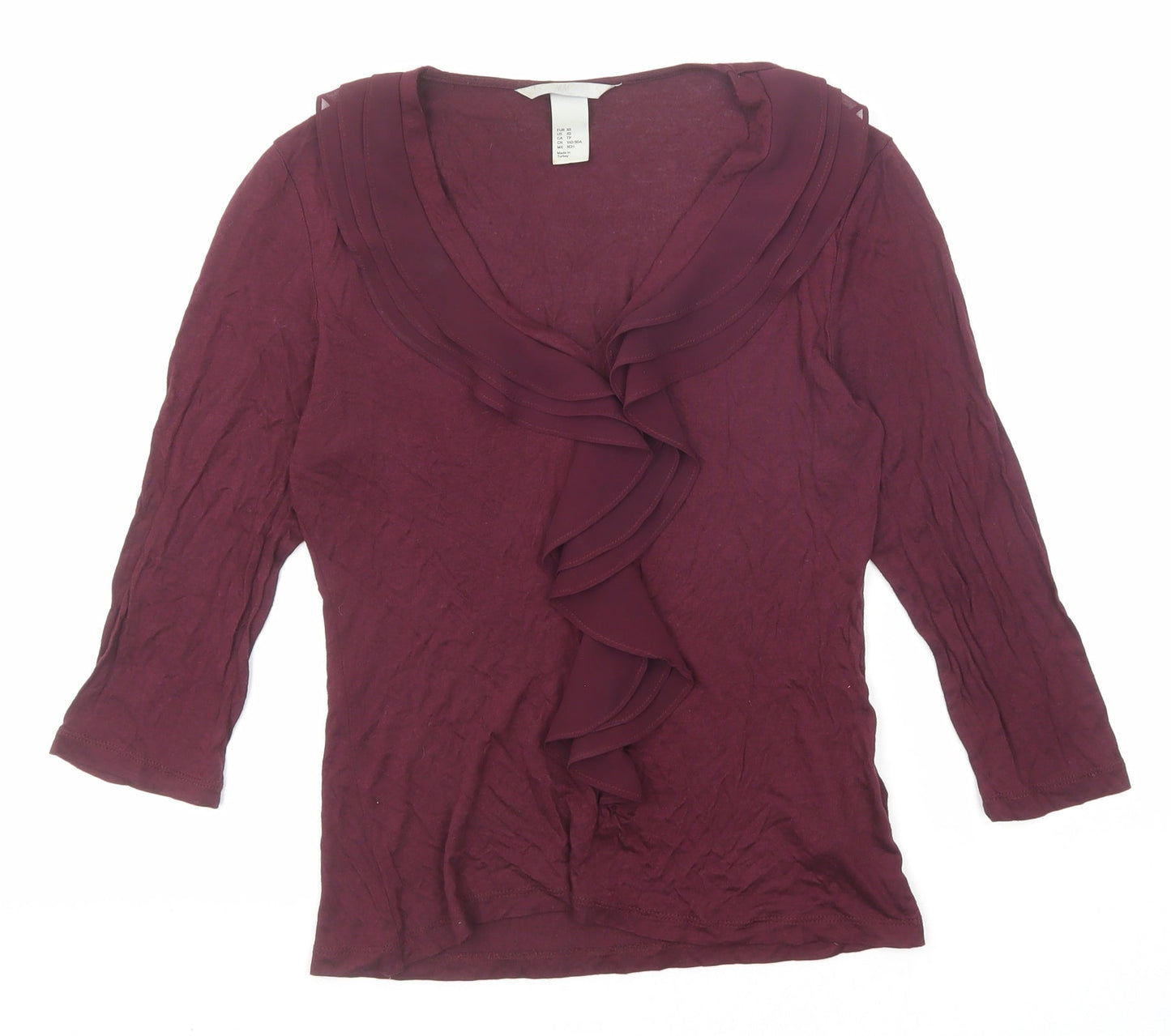 H&M Womens Purple Viscose Basic Blouse Size XS V-Neck