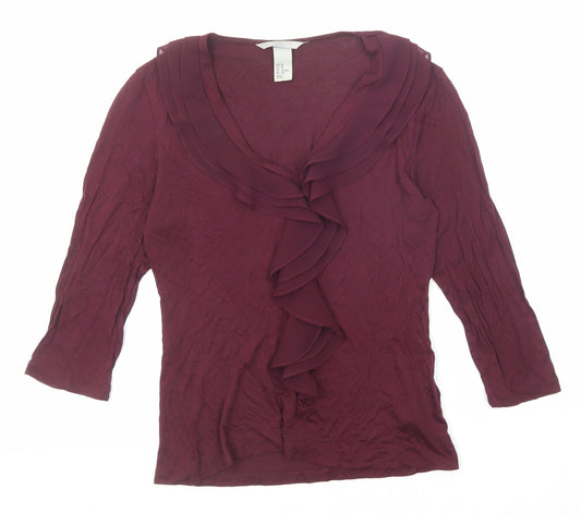 H&M Womens Purple Viscose Basic Blouse Size XS V-Neck