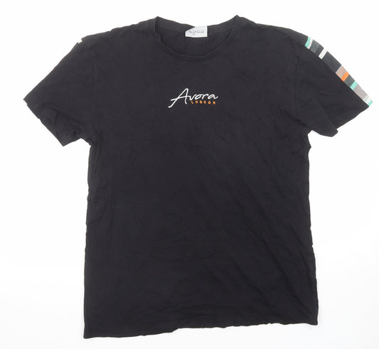 Avora Womens Black Cotton Basic T-Shirt Size XL Round Neck