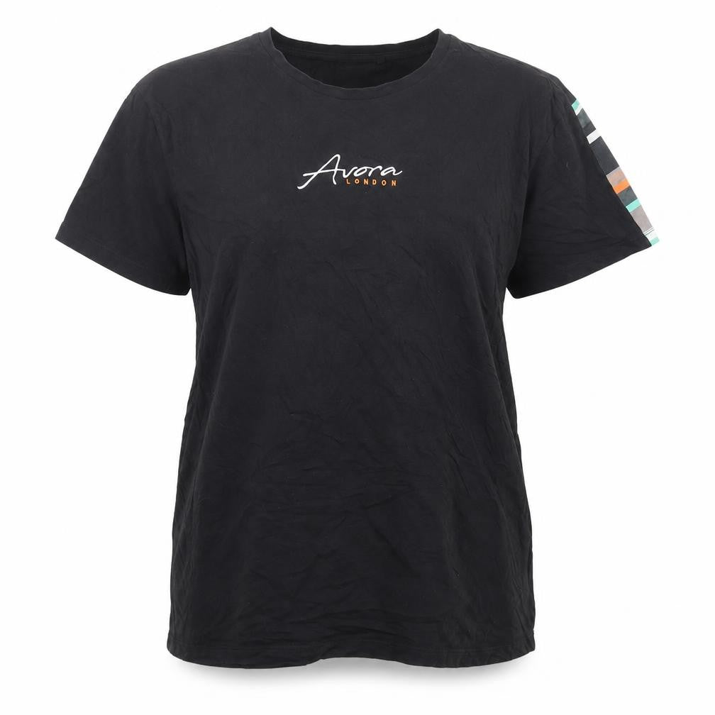 Avora Womens Black Cotton Basic T-Shirt Size XL Round Neck