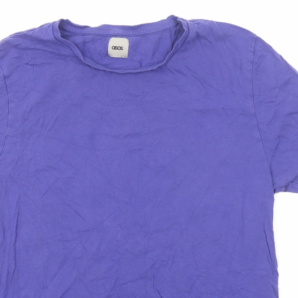 ASOS Womens Blue Cotton Basic T-Shirt Size L Round Neck