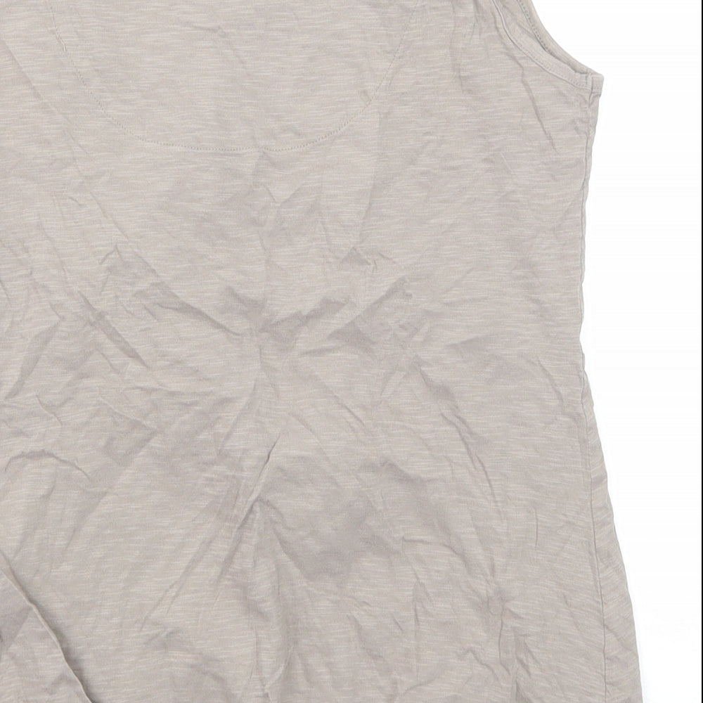 Monsoon Womens Beige Cotton Basic Tank Size 14 Scoop Neck