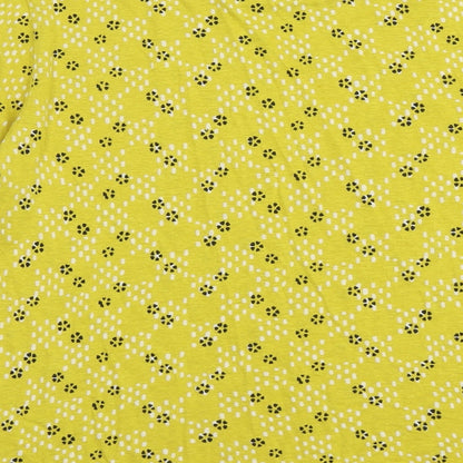 Per Una Womens Yellow Geometric Viscose Basic T-Shirt Size 12 Round Neck