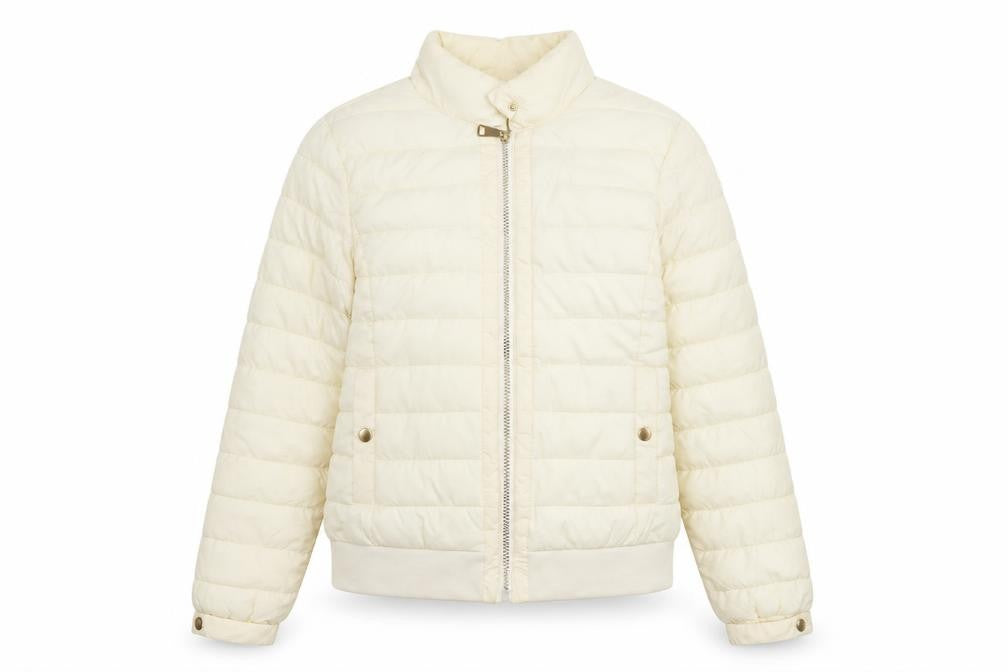 CI SONO Womens Ivory Quilted Jacket Size S Zip