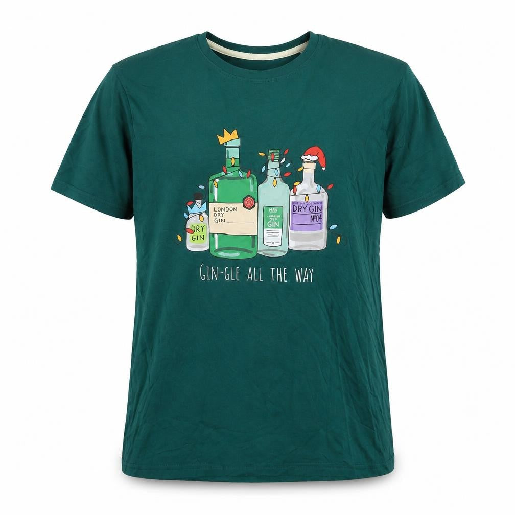 Marks & Spencer Mens Green Cotton T-Shirt Size M Round Neck - Gin-gle All The Way