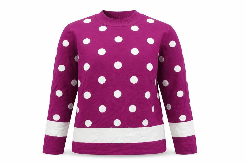 Paramour Womens Purple High Neck Polka Dot Viscose Pullover Jumper Size L