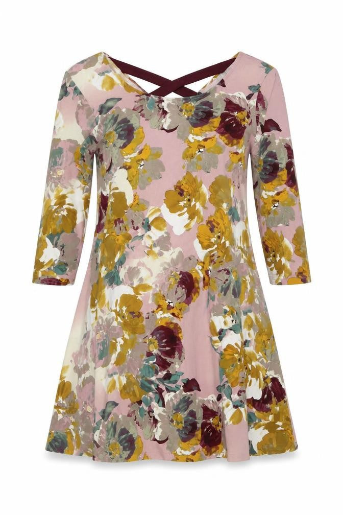 Nina Leonard Womens Multicoloured Geometric Polyester A-Line Size M Round Neck Pullover