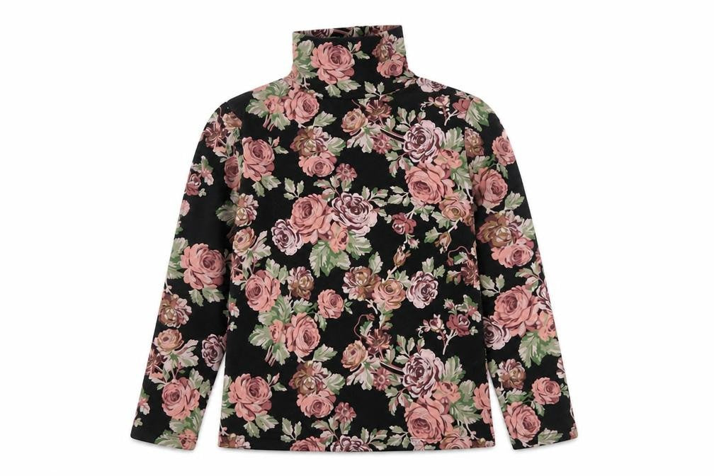 NEXT Girls Black Floral Cotton Basic T-Shirt Size 10 Years Roll Neck Pullover