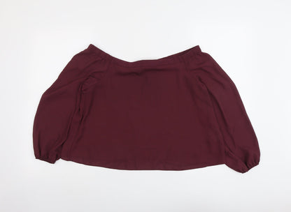 New Look Womens Purple Polyester Basic Blouse Size 10 Off the Shoulder