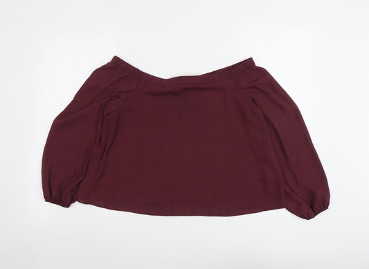 New Look Womens Purple Polyester Basic Blouse Size 10 Off the Shoulder