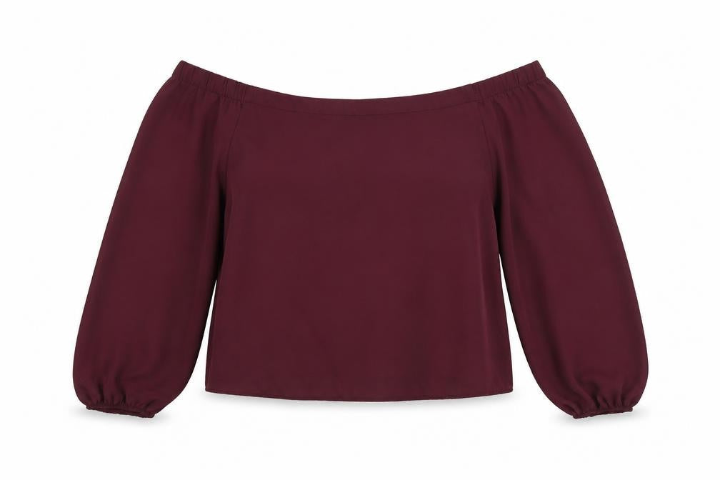 New Look Womens Purple Polyester Basic Blouse Size 10 Off the Shoulder