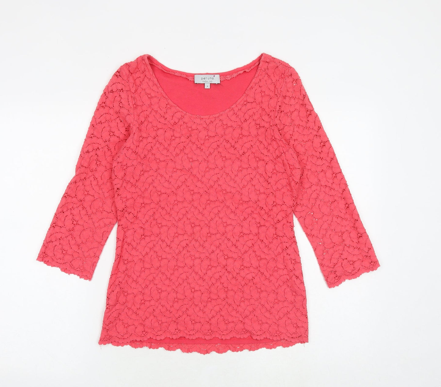 Marks and Spencer Womens Pink Cotton Basic Blouse Size 8 Boat Neck