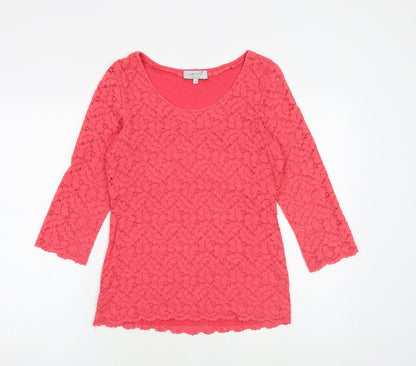 Marks & Spencer Womens Pink Cotton Basic Blouse Size 8 Boat Neck