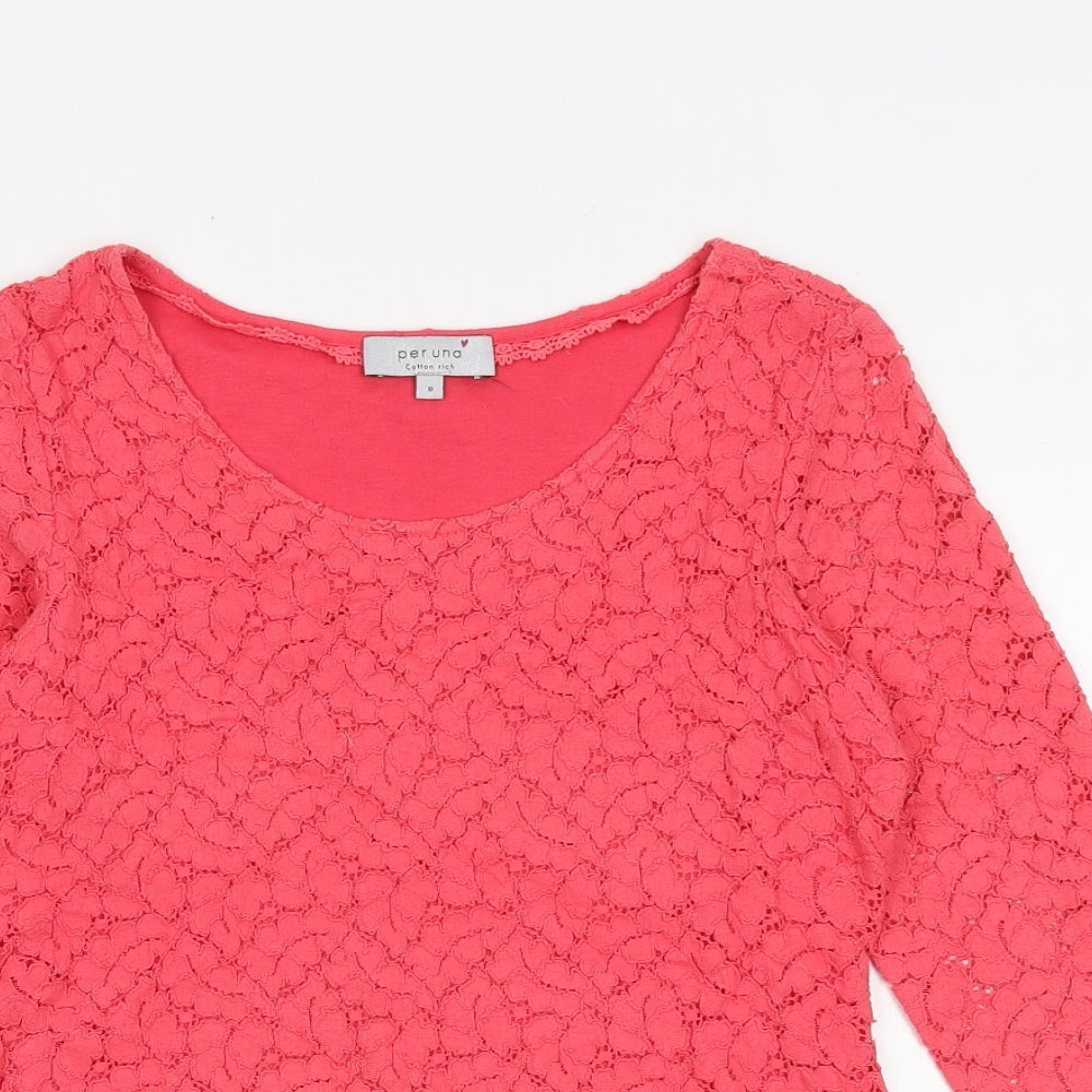 Marks and Spencer Womens Pink Cotton Basic Blouse Size 8 Boat Neck