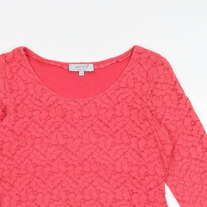 Marks & Spencer Womens Pink Cotton Basic Blouse Size 8 Boat Neck