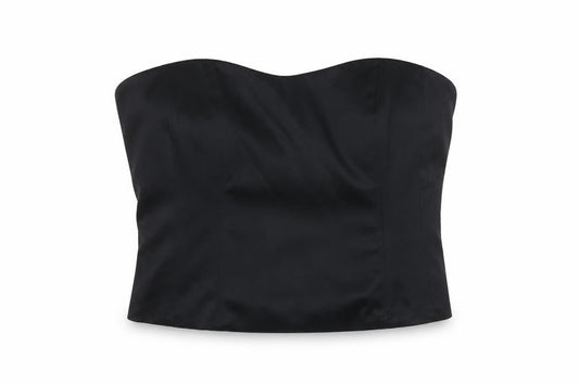 Marks and Spencer Womens Black Polyester Cropped Blouse Size 20 Sweetheart - Corset Style