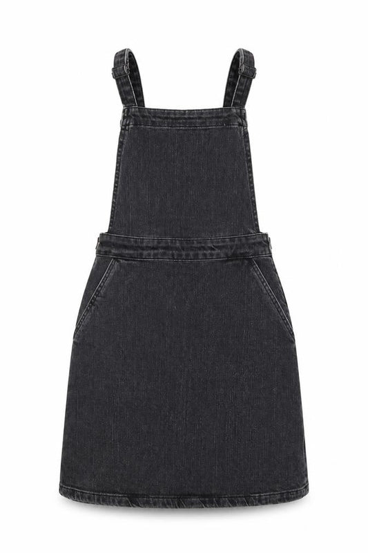 ASOS Womens Grey 100% Cotton Pinafore/Dungaree Dress Size 6 Square Neck Zip