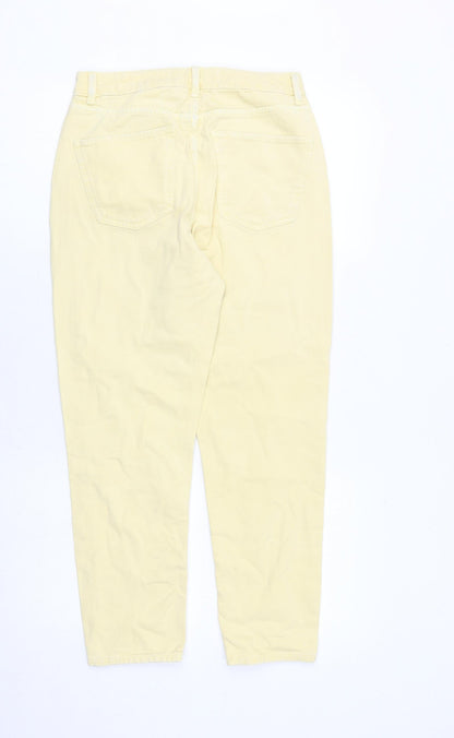 Next Womens Yellow Cotton Mom Jeans Size 8 Regular Zip