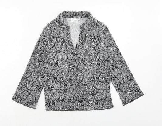 NEXT Womens Black Paisley Polyester Basic Blouse Size 6 Collared