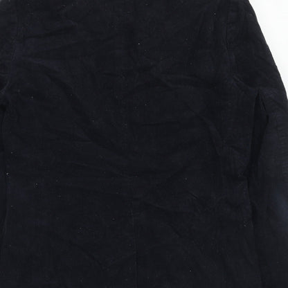 Brand and care label for ASOS women’s blue cotton jacket suit jacket, size UK 8