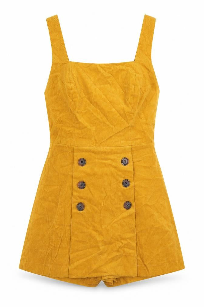 BDG Womens Yellow Cotton Playsuit One-Piece Size M Button