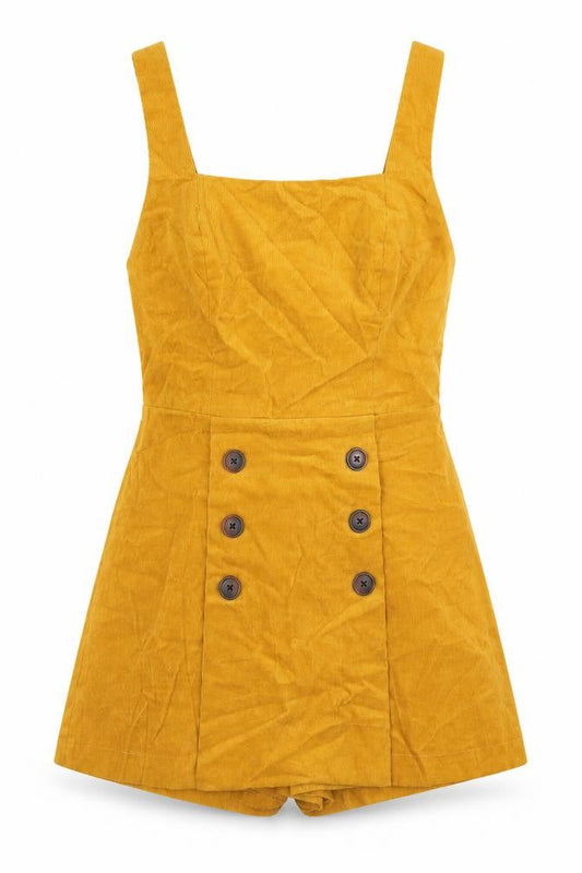 BDG Womens Yellow Cotton Playsuit One-Piece Size M Button