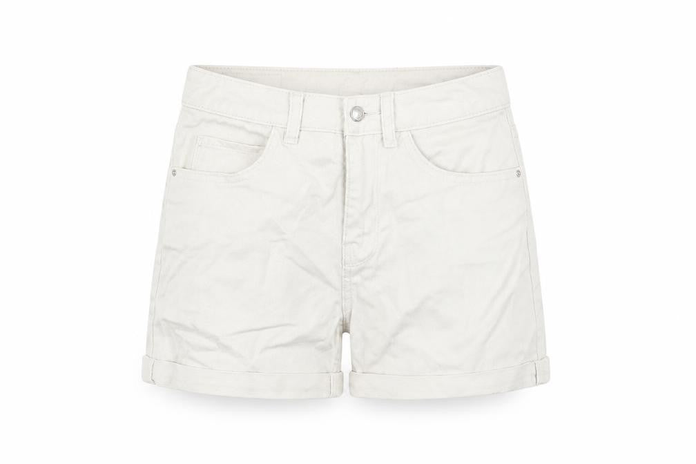 VERO MODA Womens Ivory Cotton Chino Shorts Size S Regular Zip
