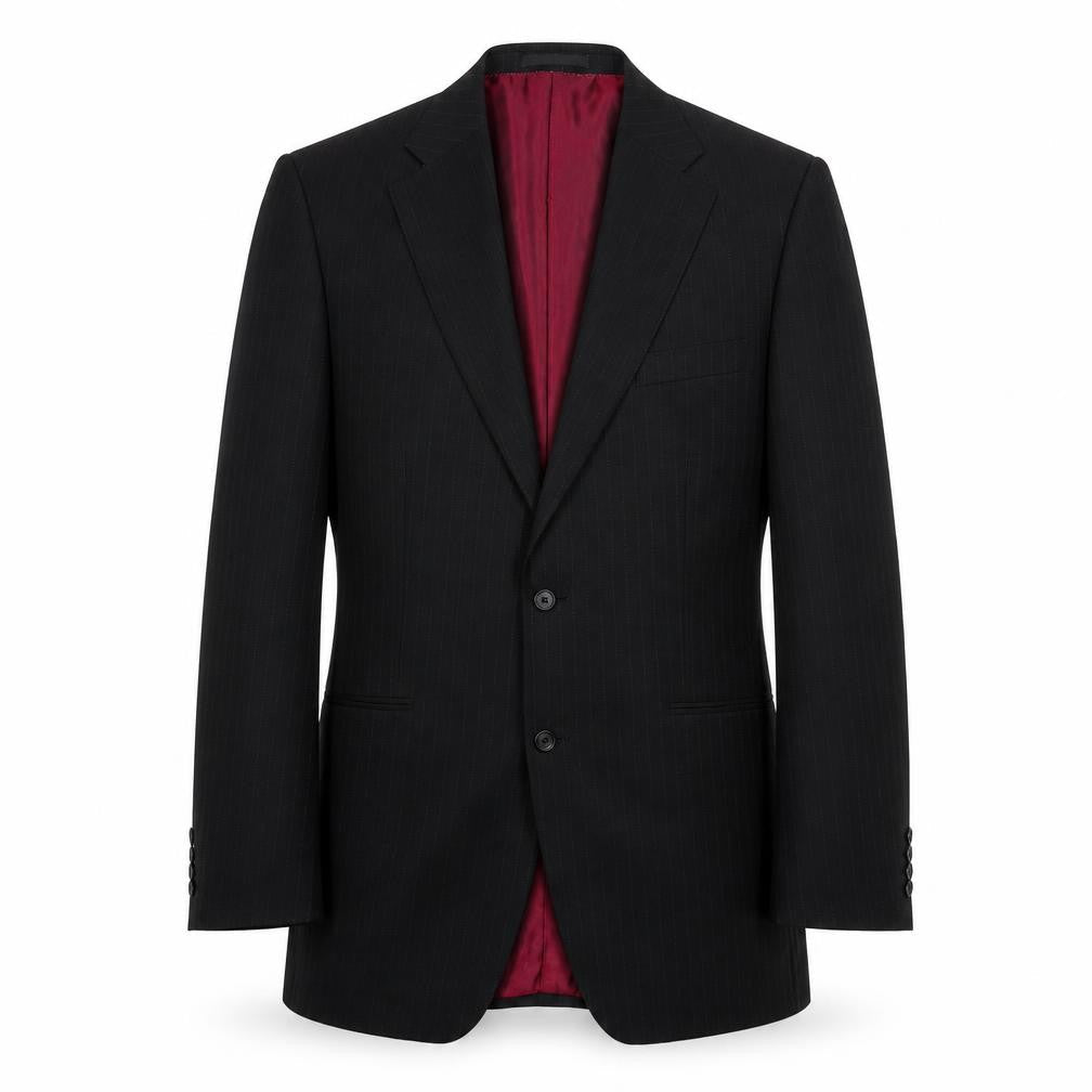 Greenwoods Elite Mens Black Striped Wool Jacket Suit Jacket Size 44 Regular