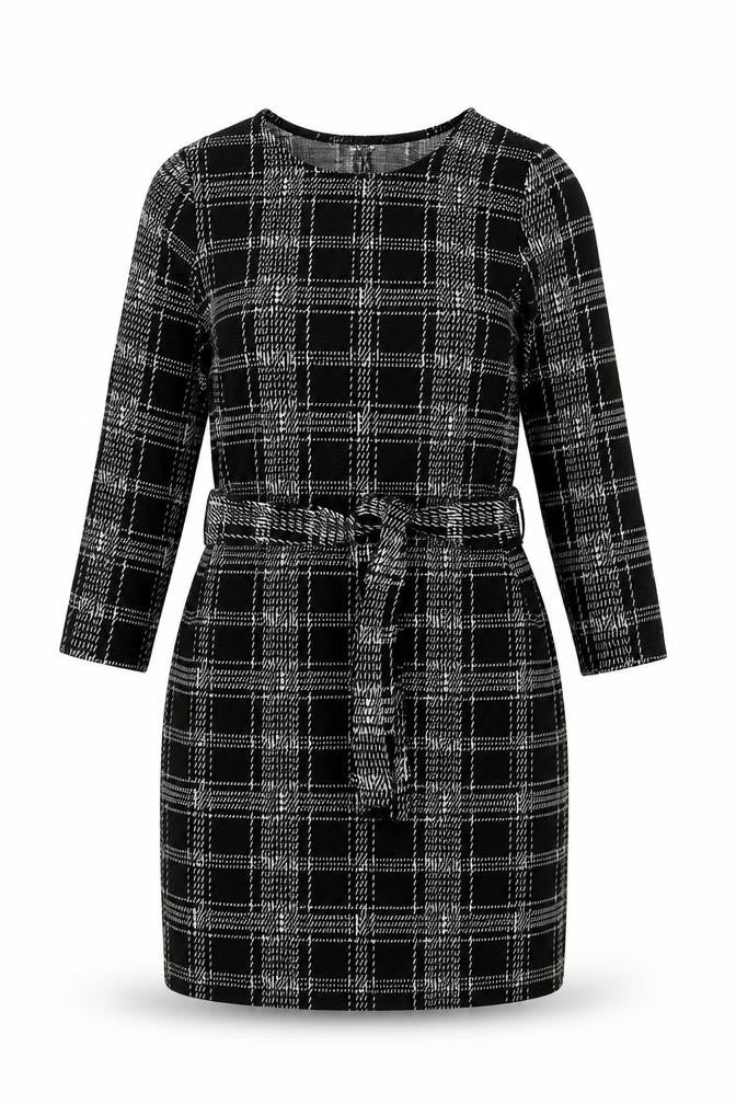 New Look Womens Black Geometric Polyester Shift Size 8 Round Neck Pullover