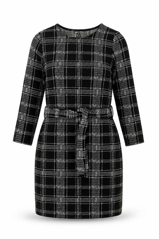 New Look Womens Black Geometric Polyester Shift Size 8 Round Neck Pullover