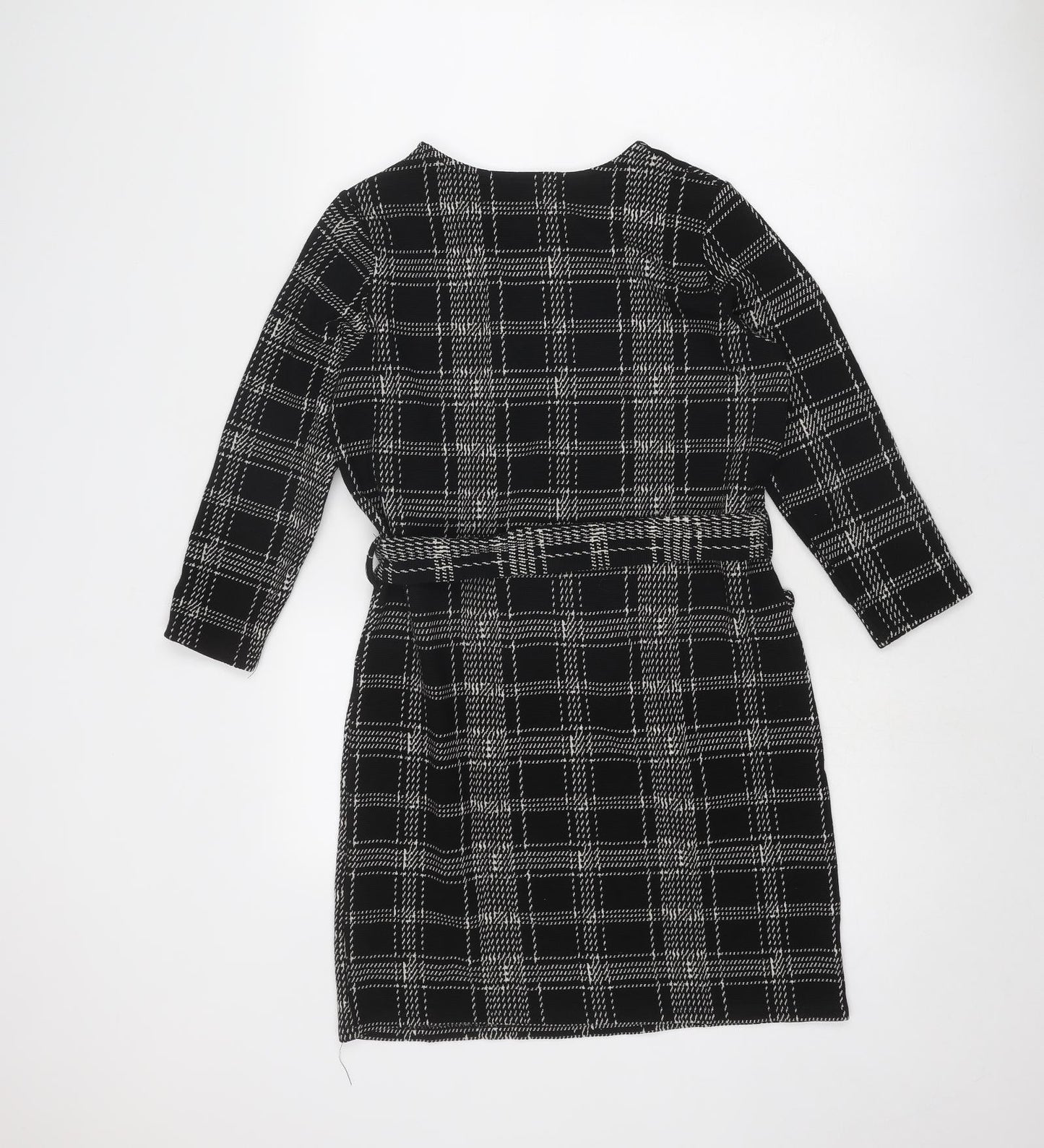 New Look Womens Black Geometric Polyester Shift Size 8 Round Neck Pullover