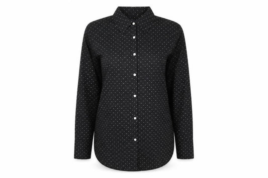 Marks and Spencer Womens Black Polka Dot Polyester Basic Button-Up Size 8 Collared