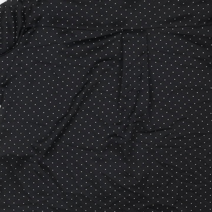 Marks & Spencer Womens Black Polka Dot Polyester Basic Button-Up Size 8 Collared