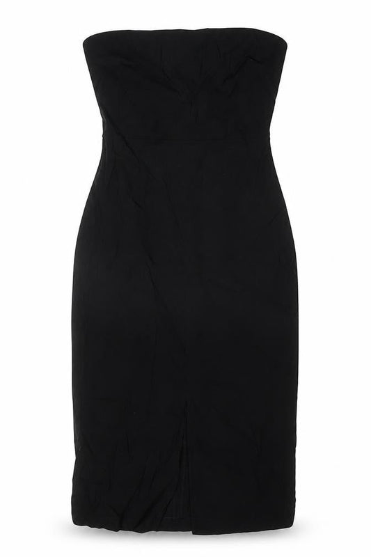 Marks & Spencer Womens Black Viscose Bodycon Size 12 Off the Shoulder Zip