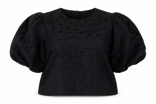 Marks and Spencer Womens Black Geometric Polyester Cropped Blouse Size 22 Round Neck