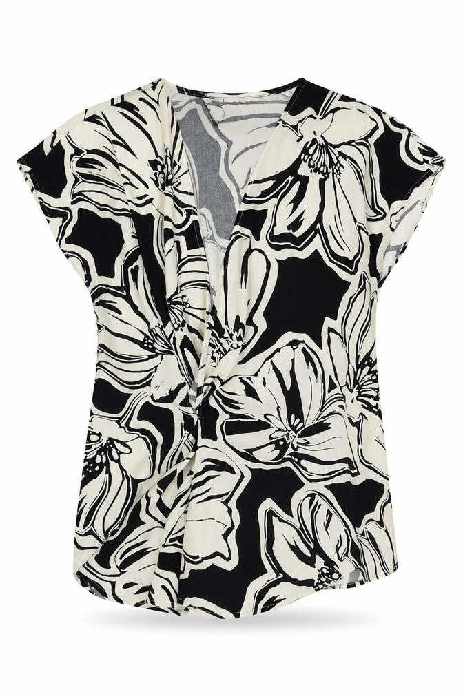 Marks & Spencer Womens Black Floral Polyester Wrap Blouse Size 10 V-Neck