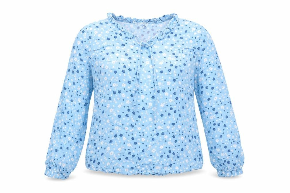Hartwell Womens Blue Floral Viscose Basic Blouse Size 12 V-Neck