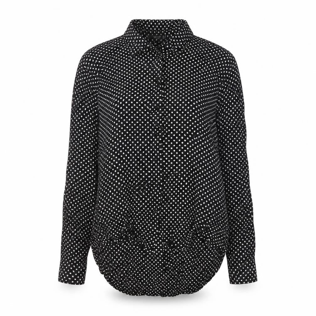 Mango Womens Black Geometric Polyester Basic Button-Up Size M Collared - Star Print