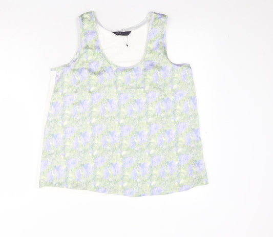 Marks and Spencer Womens Multicoloured Geometric Polyester Basic Tank Size 8 Scoop Neck
